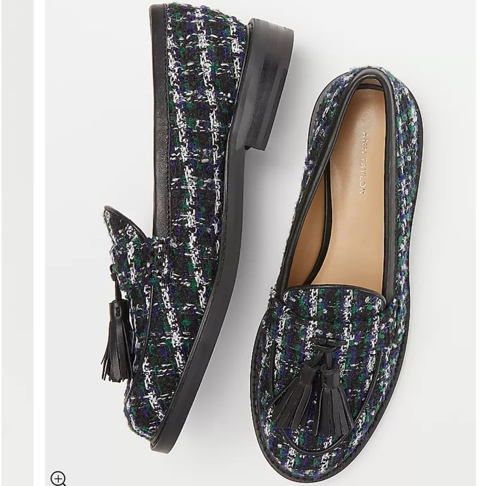 ANN TAYLOR Tweed Tassel Loafers